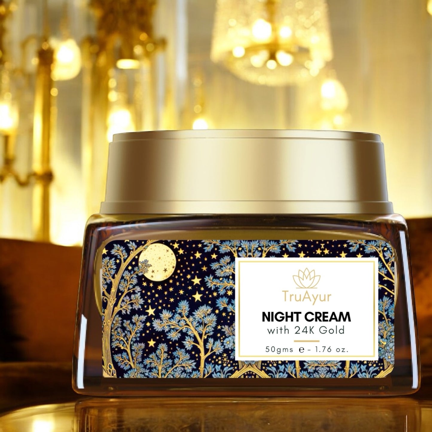 24K Oro Crema Notte Anti-Aging Ayurvedica con Olio di Bakuchi, Zafferano e Curcuma