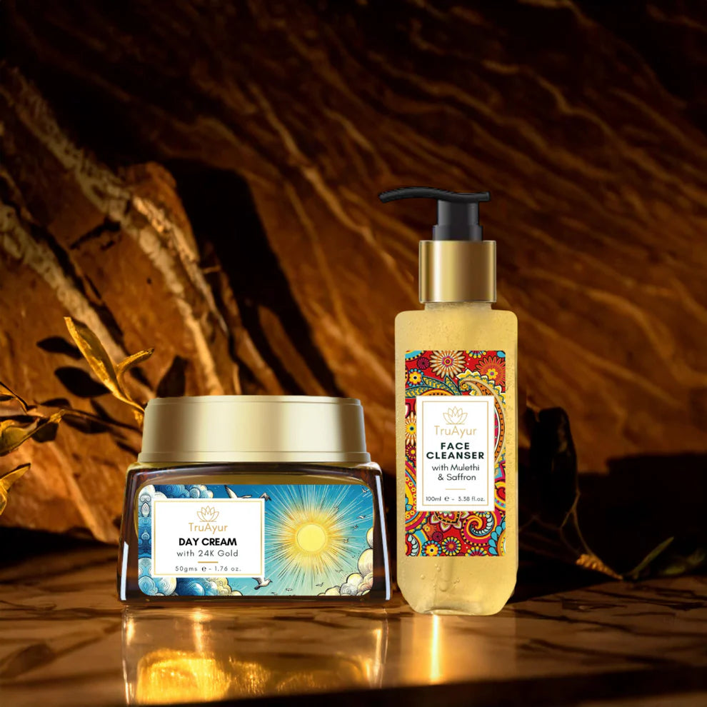 Rituale per una pelle radiosa (crema da giorno oro 24 carati e detergente viso)