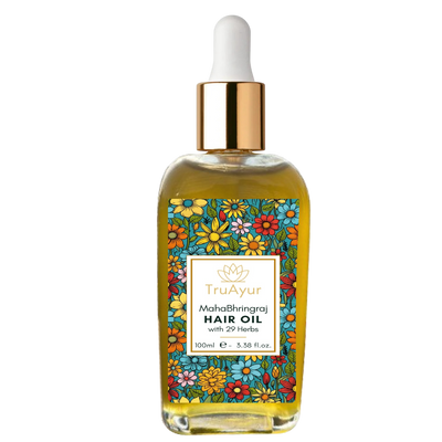 MahaBhringraj Hair Oil with 29 Ayurvedic Herbs for Visibly Thicker Hair, Scalp Nourishment & Relaxation