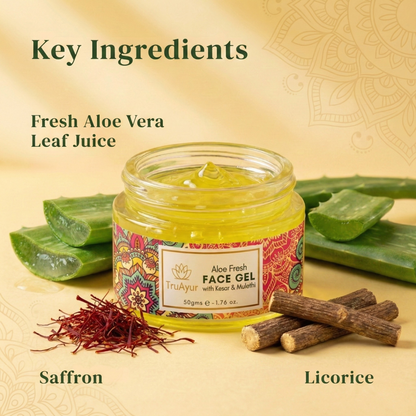 Aloe Fresh Face Gel with Kashmiri Kesar and Mulethi for a radiant glow and deep hydration