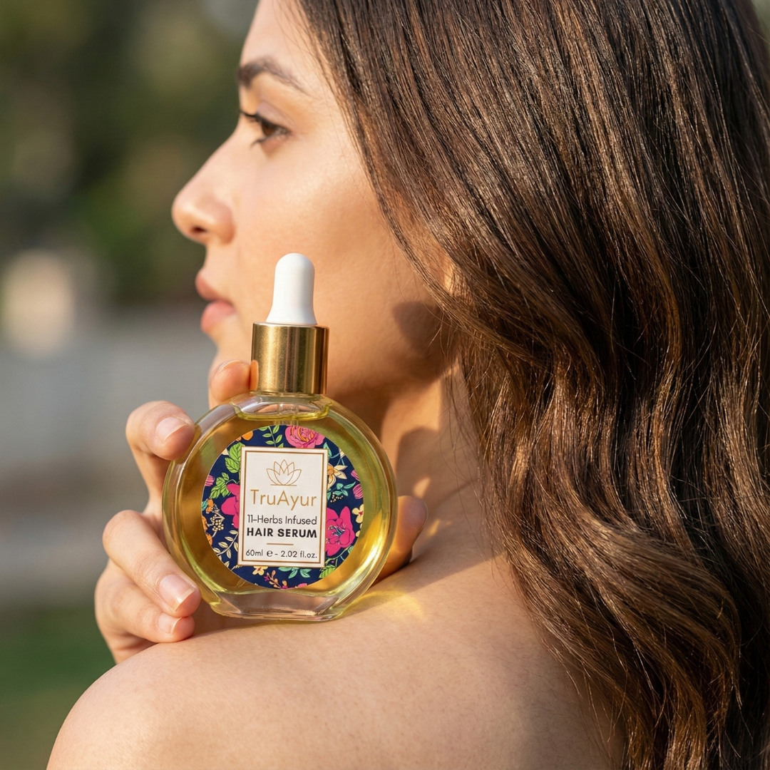 Ayurvedic Hair Serum Oil With 11 Herbs For Stronger Hair, Tamed Frizz and Radiant Shine