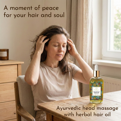 MahaBhringraj Hair Oil with 29 Ayurvedic Herbs for Visibly Thicker Hair, Scalp Nourishment & Relaxation