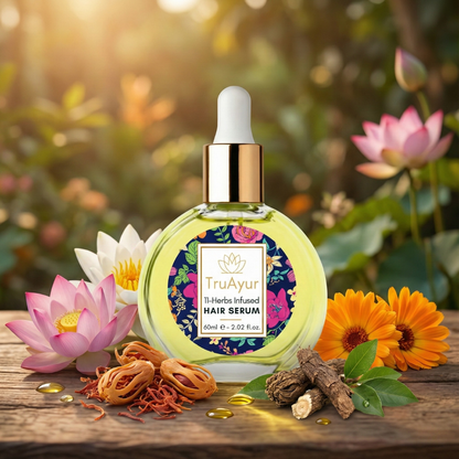 Ayurvedic Hair Serum Oil With 11 Herbs For Stronger Hair, Tamed Frizz and Radiant Shine
