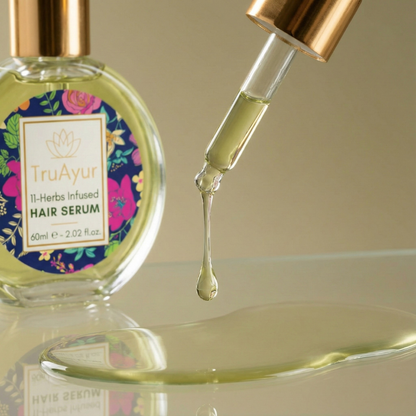 Ayurvedic Hair Serum Oil With 11 Herbs For Stronger Hair, Tamed Frizz and Radiant Shine