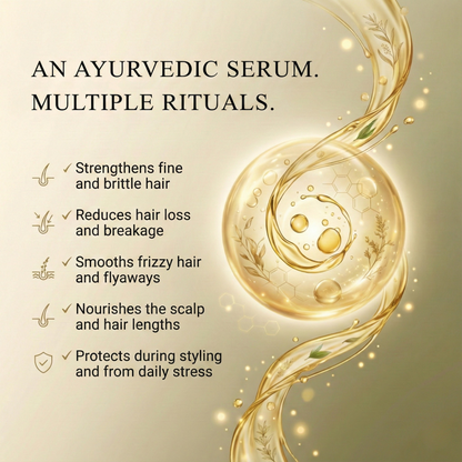 Ayurvedic Hair Serum Oil With 11 Herbs For Stronger Hair, Tamed Frizz and Radiant Shine