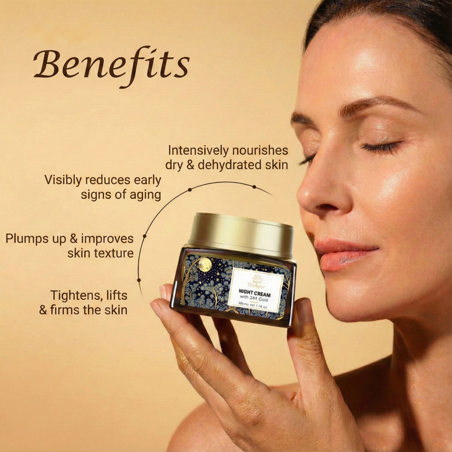24K Gold Ayurvedic Anti-Aging Night Cream with Bakuchi Oil, Saffron, and Turmeric