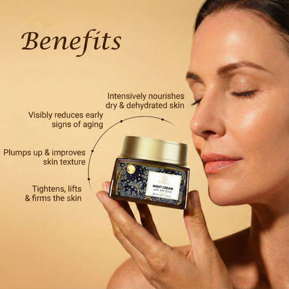 24K Gold Ayurvedic Anti-Aging Night Cream with Bakuchi Oil, Saffron, and Turmeric
