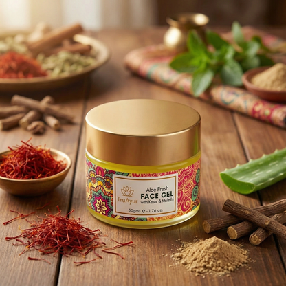 Aloe Fresh Face Gel with Kashmiri Kesar and Mulethi for a radiant glow and deep hydration