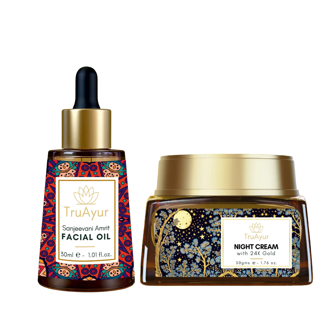 24K Gold Anti-Aging Ritual (Sanjeevani Amrit Face Oil & Night Cream)