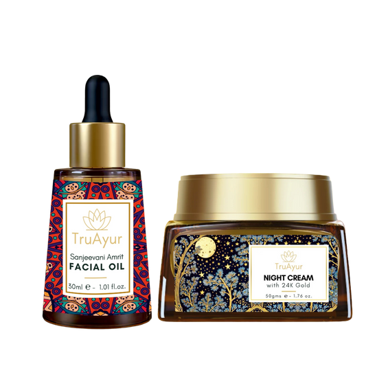 24K Gold Anti-Aging Ritual (Sanjeevani Amrit Face Oil & Night Cream)