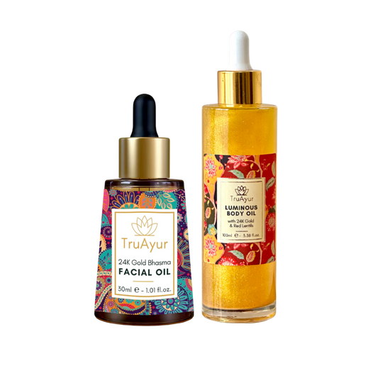 24K gold radiance combo (combination of 24K gold face oil and body oil)