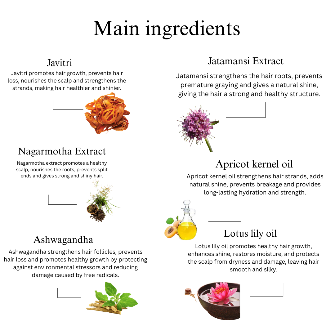 Ayurvedic Hair Serum Oil With 11 Herbs For Stronger Hair, Tamed Frizz and Radiant Shine