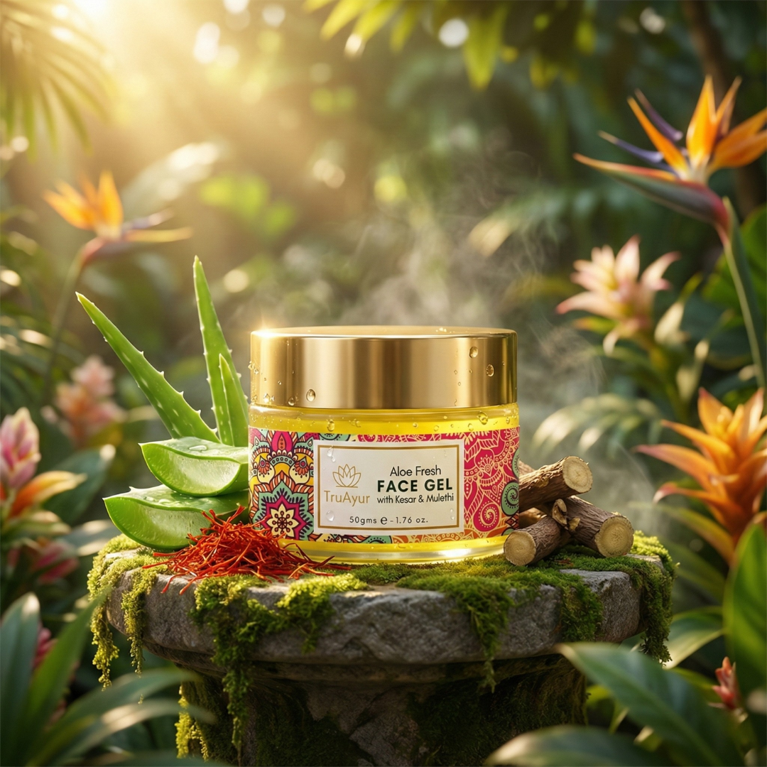 Aloe Fresh Face Gel with Kashmiri Kesar and Mulethi for a radiant glow and deep hydration