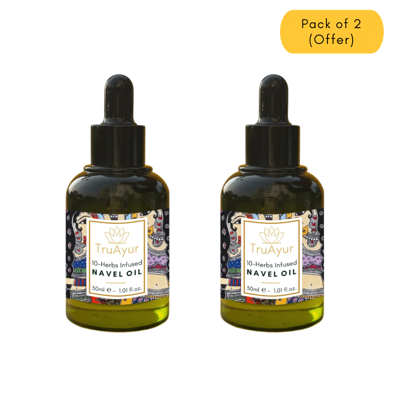 10-Herbs Navel Oil for Hormonal Balance, Deeper Sleep & Nourished Skin and Lips (Pack of 2)