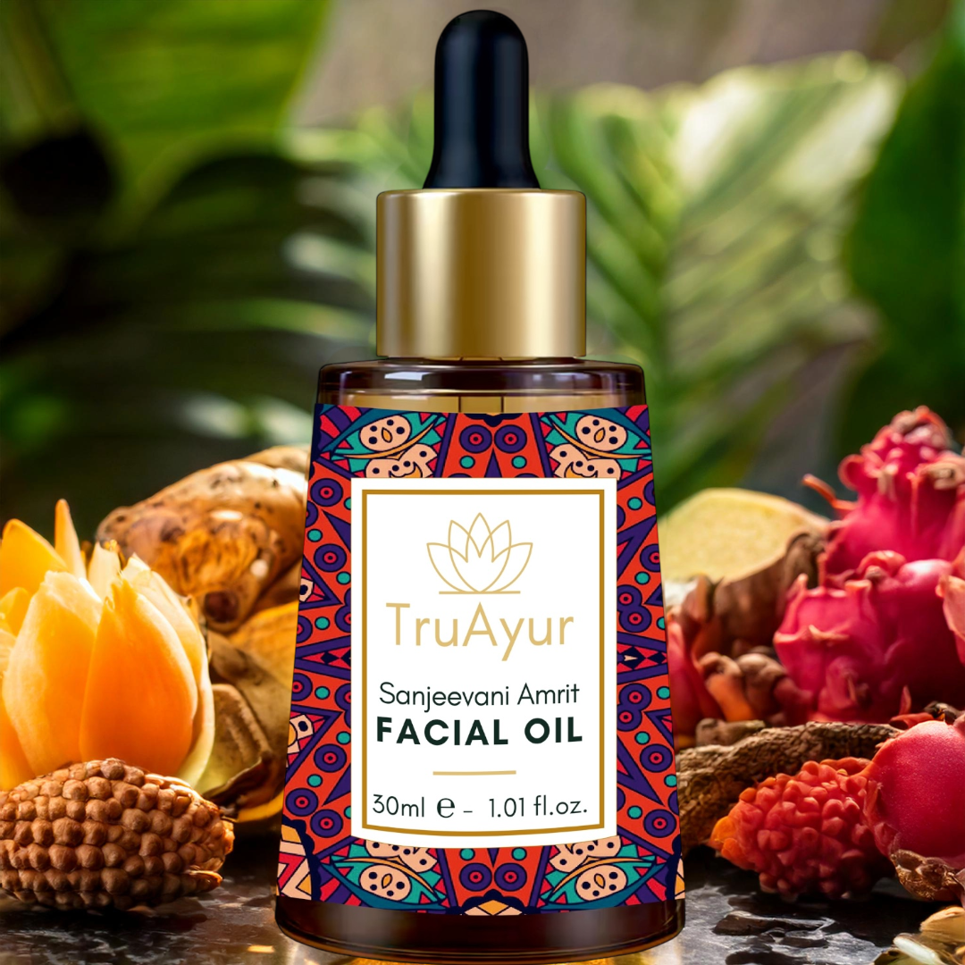 Olio Viso Notte Anti-Aging Ayurvedico con Olio di Bakuchi, Datteri e Litchi
