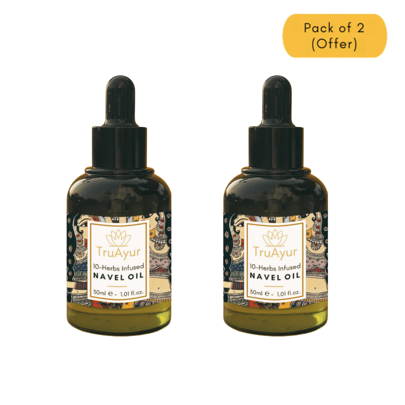 10-Herbs Navel Oil for Hormonal Balance, Deeper Sleep & Nourished Skin and Lips (Pack of 2)