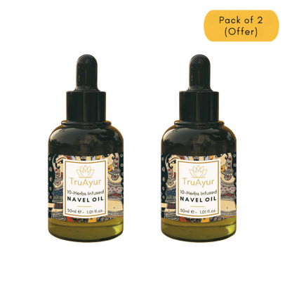 10-Herbs Navel Oil for Hormonal Balance, Deeper Sleep & Nourished Skin and Lips (Pack of 2)