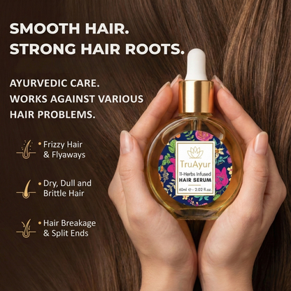 Ayurvedic Hair Serum Oil With 11 Herbs For Stronger Hair, Tamed Frizz and Radiant Shine