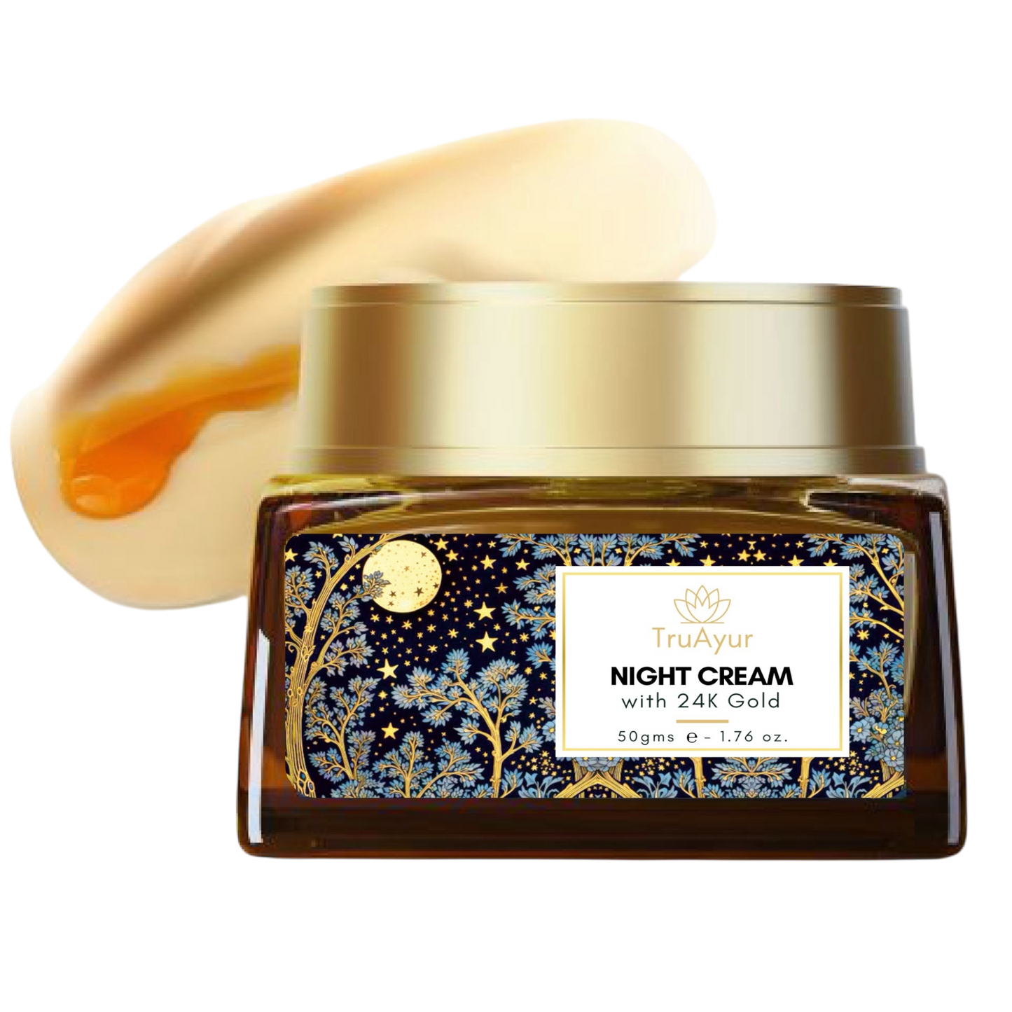 24K Gold Ayurvedic Anti-Aging Night Cream with Bakuchi Oil, Saffron, and Turmeric