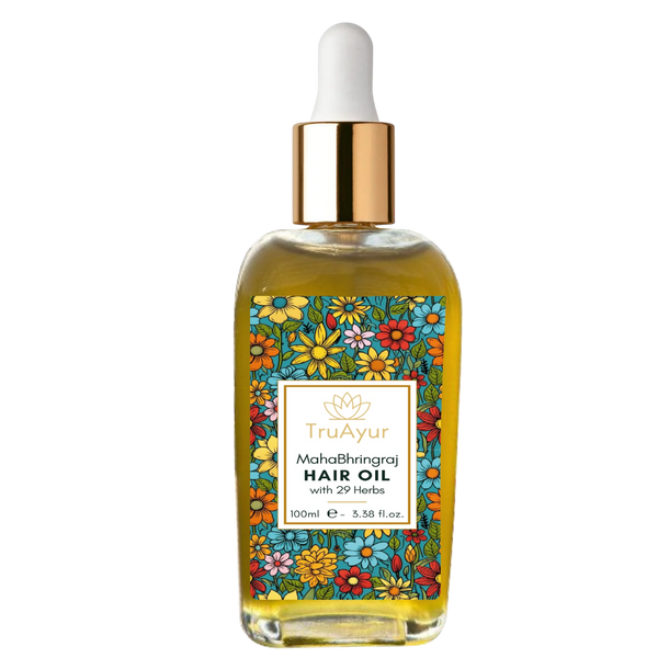 MahaBhringraj Hair Oil with 29 Ayurvedic Herbs for Visibly Thicker Hair, Scalp Nourishment & Relaxation